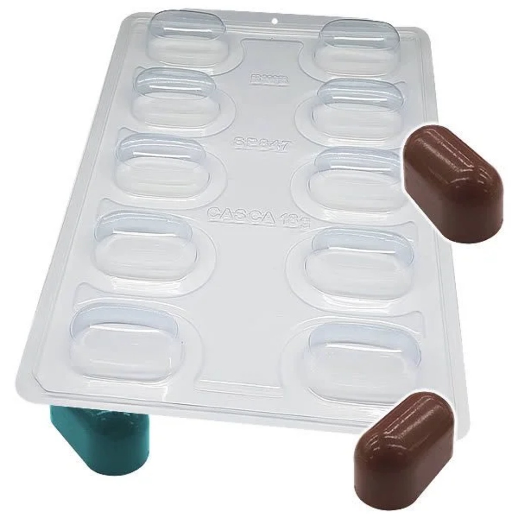 3522 Forma De Acetato Com Silicone 3 Partes SP 847 Mini Trufa Alongada  - BWB