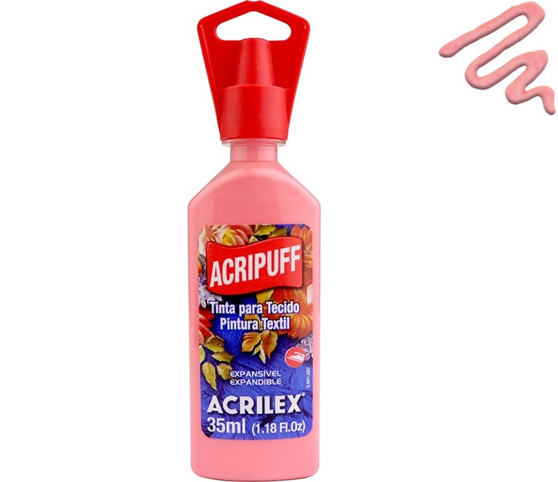 TINTA PARA TECIDO ACRIPUFF 35ML ROSA CHÁ - Tinta Expansível para Tecido de Algodão - Acrilex