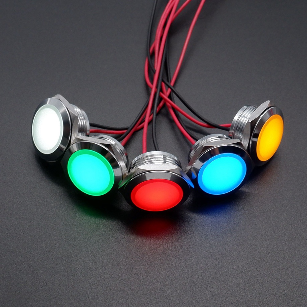 12mm 16mm 19mm 22mm De Metal Indicador LED Luz Esférica Rodada Lâmpada De Sinal À Prova D'água Vermelho Laranja Azul Verde Branco Panel Mount 12 V — imagem 2 de 2