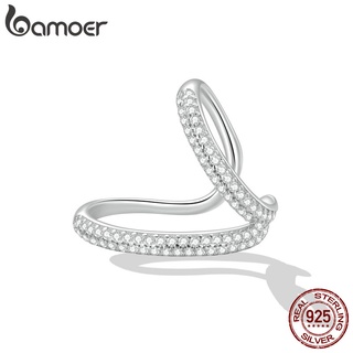 (1 Peça) Brincos Bamoer 925 Prata Esterlina Dupla Camada Clip Personalidade Moda Joias Presentes Para Mulheres