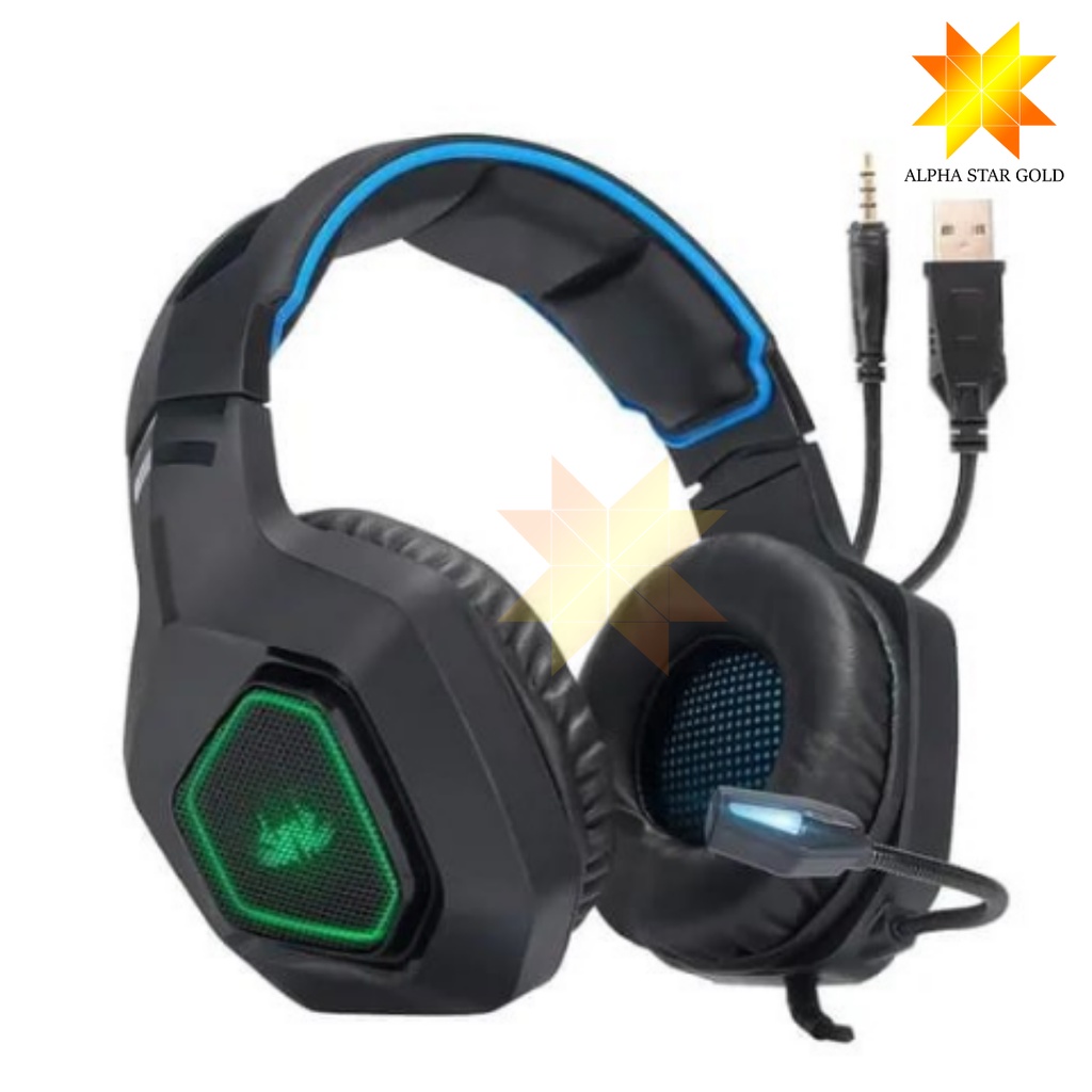 Headset gamer Fone de Ouvido Knup KP451 preto e azul Concha Shopee Brasil