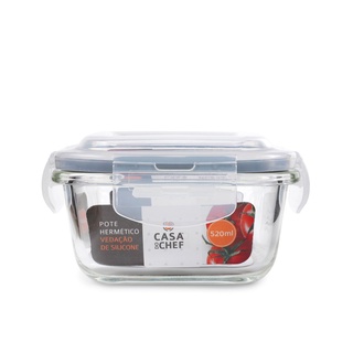 Pote de Vidro Quadrado 520ml com Tampa Casa do Chef