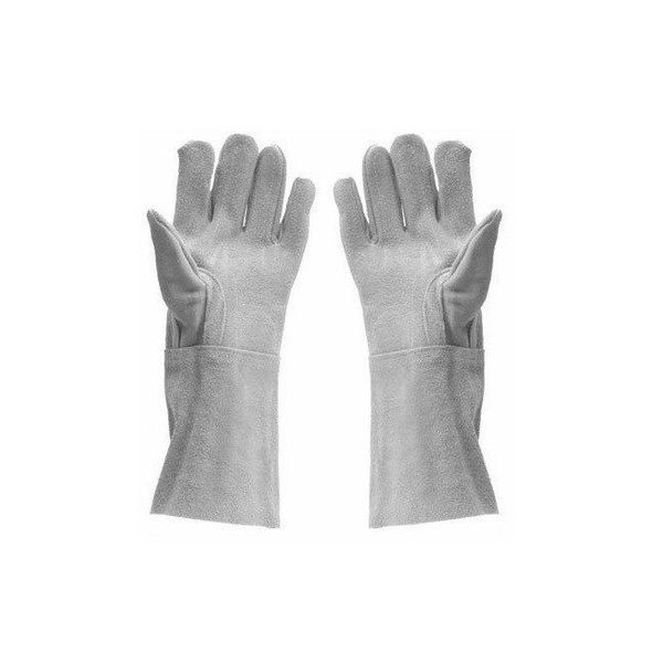 Luva De Raspa Para Soldador C/ Fio Kevlar Reforço Punho 15cm