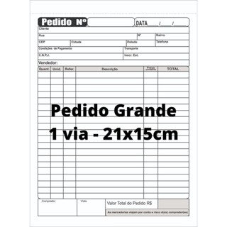 Talão de Pedido 10 blocos 15x21 papel sulfite 1 via em Oferta na Shopee