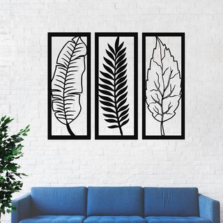 Quadros Decorativos Folhas 3 Peças Paisagem Floresta