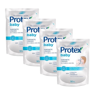 Kit 4 Refil Sabonete Líquido Infantil Protex Baby 180ml