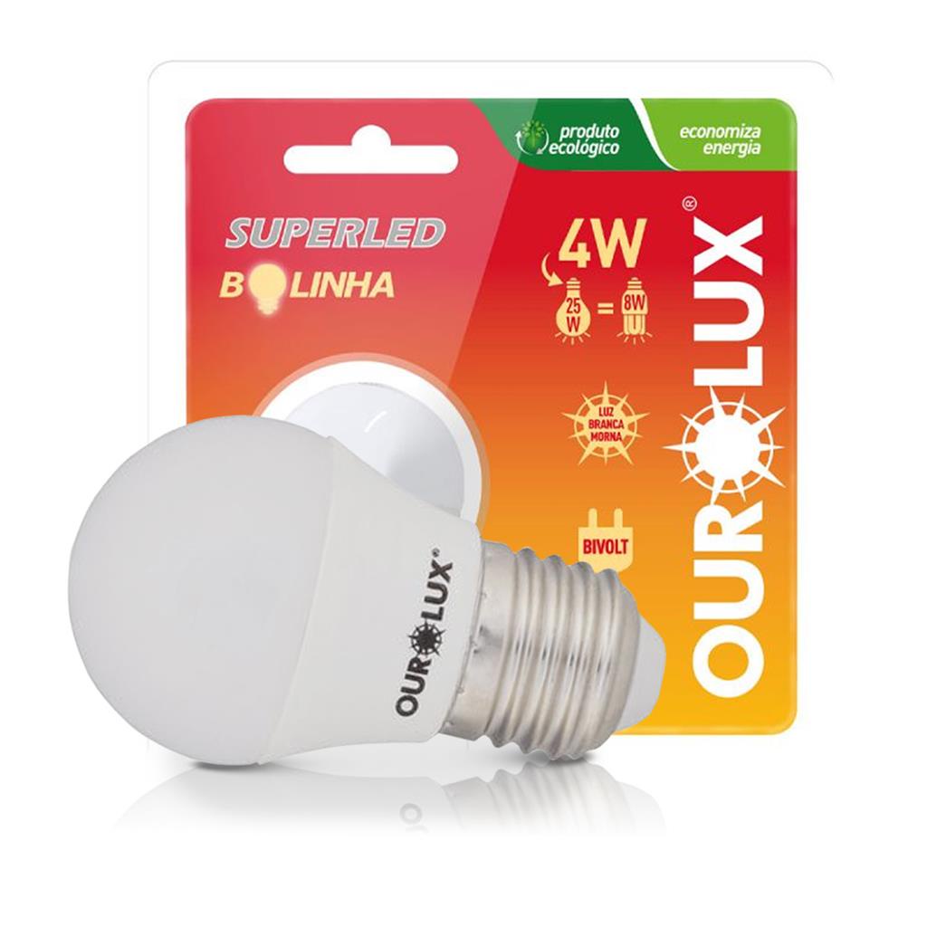 Lampada Led Bolinha G45 4W 2700K Luz Amarela Ourolux em Oferta na Shopee