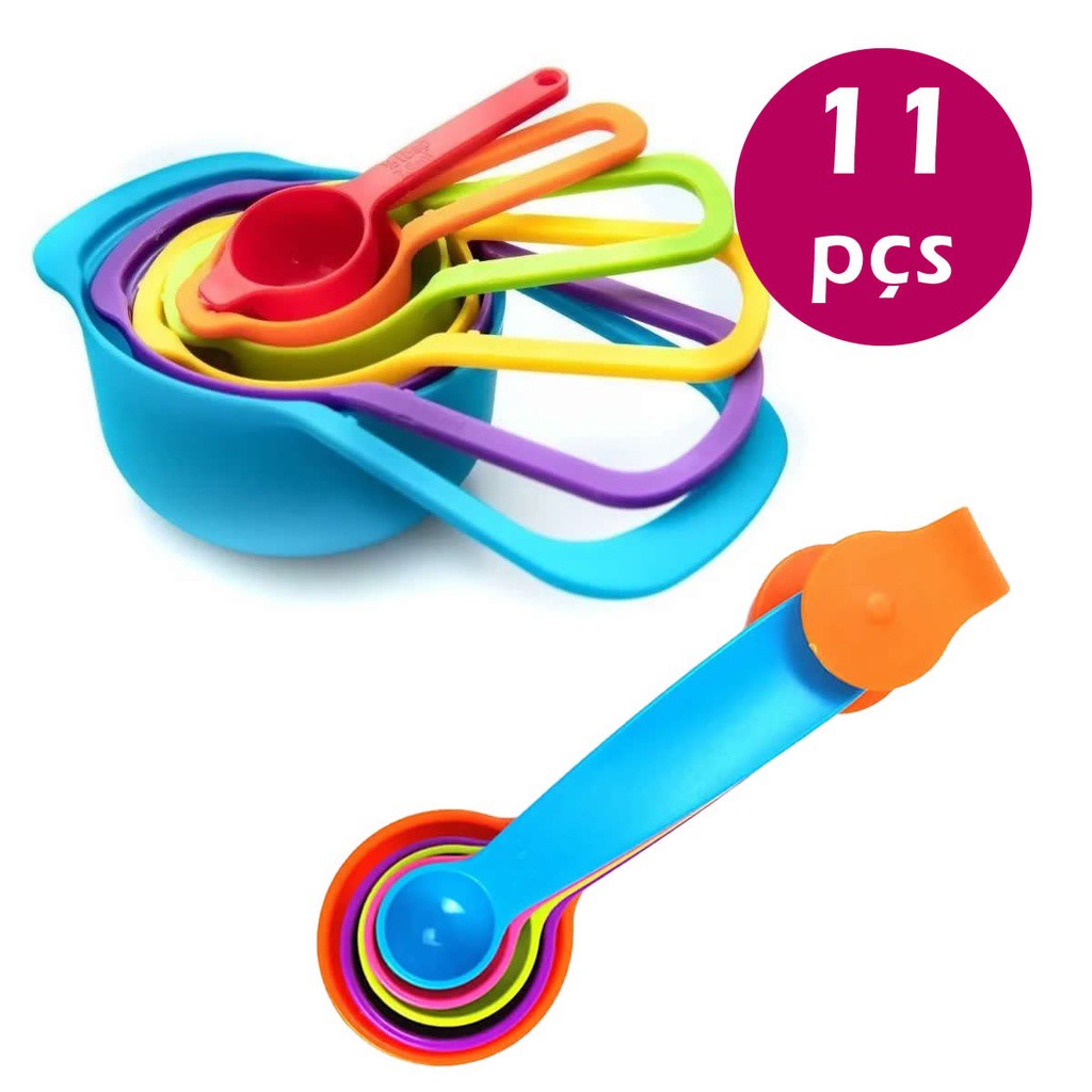 Conjunto Kit Colher Colheres Xicaras Medida 11 Pçs receitas