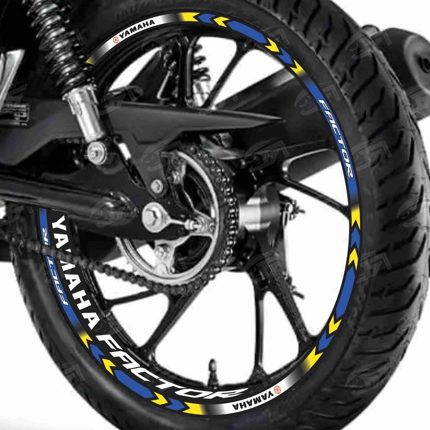 Adesivo Friso Refletivo Roda Moto Yamaha Factor 150 125 + Adesivos Internos M01 azul amarelo