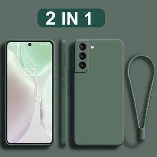 2 Em 1 Quadrado Capa De Silicone Líquido Para Samsung Galaxy S20 Ultra Plus FE Com Alça Mais Caso
