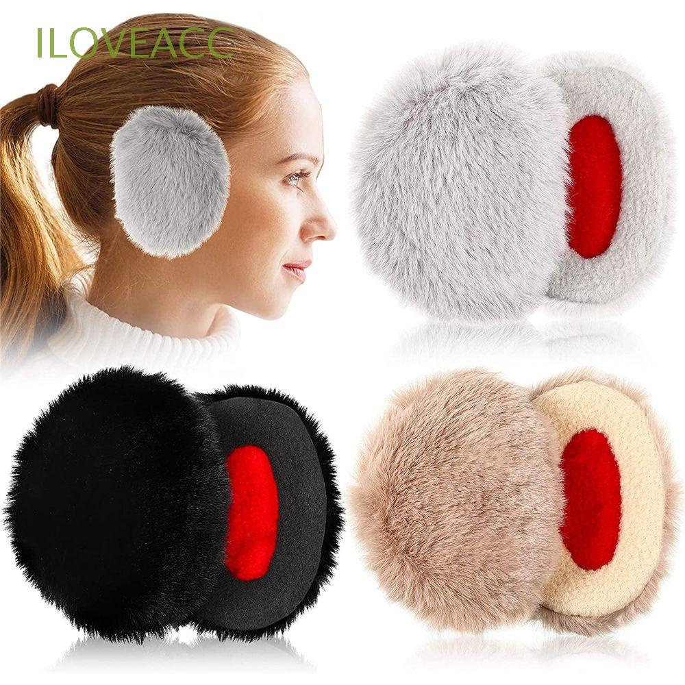 2 Pairs Bandless Earmuffs Fleece Ear Warmer Portable Earmuffs in 2 Size for Men and Women 