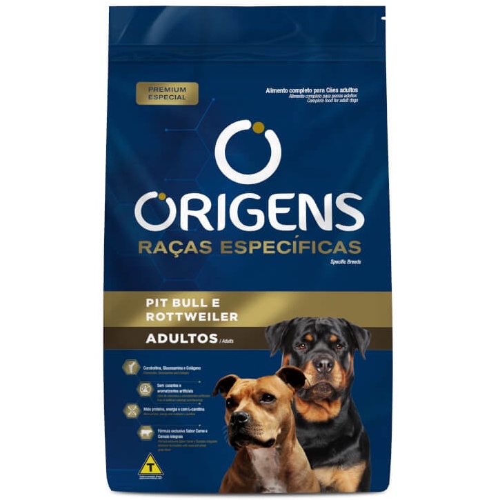 Ração Origens Pitbull Rottweiler Adultos 15kg