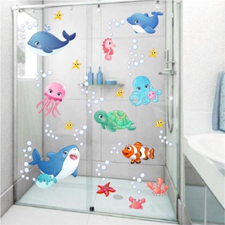 Adesivo Para Box De Banheiro Infantil Fundo Do Mar Estrelas, Baleia, Bolhas em Oferta na Shopee