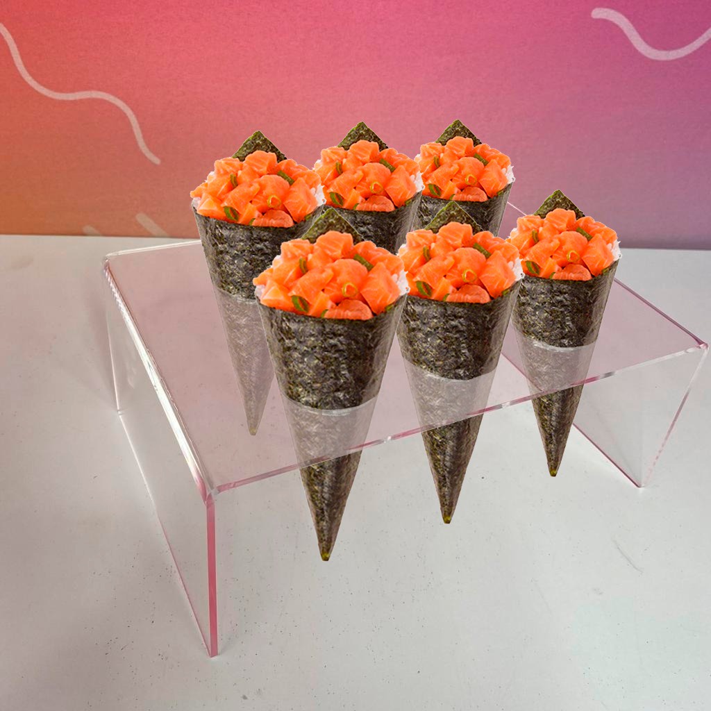 Suporte Temaki Casquinha De Sorvete Pizza Cone Batata Doces 6 Furos Em Acrílico