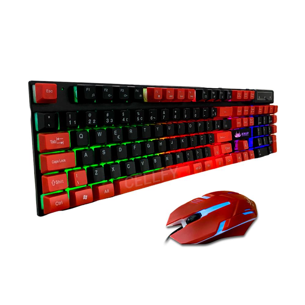 Teclado e Mouse Gamer Silencioso RGB Prova D'Água Ergonômico