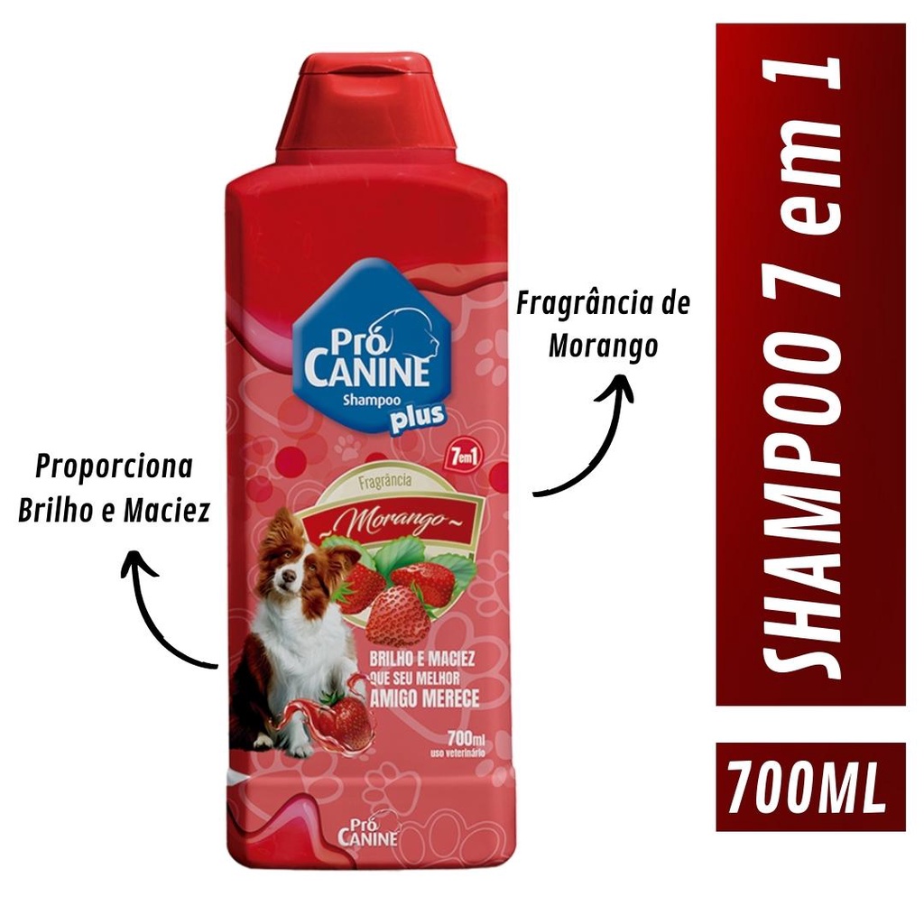 Shampoo para Pet Cães Cachorro Morango PróCanine 700ml