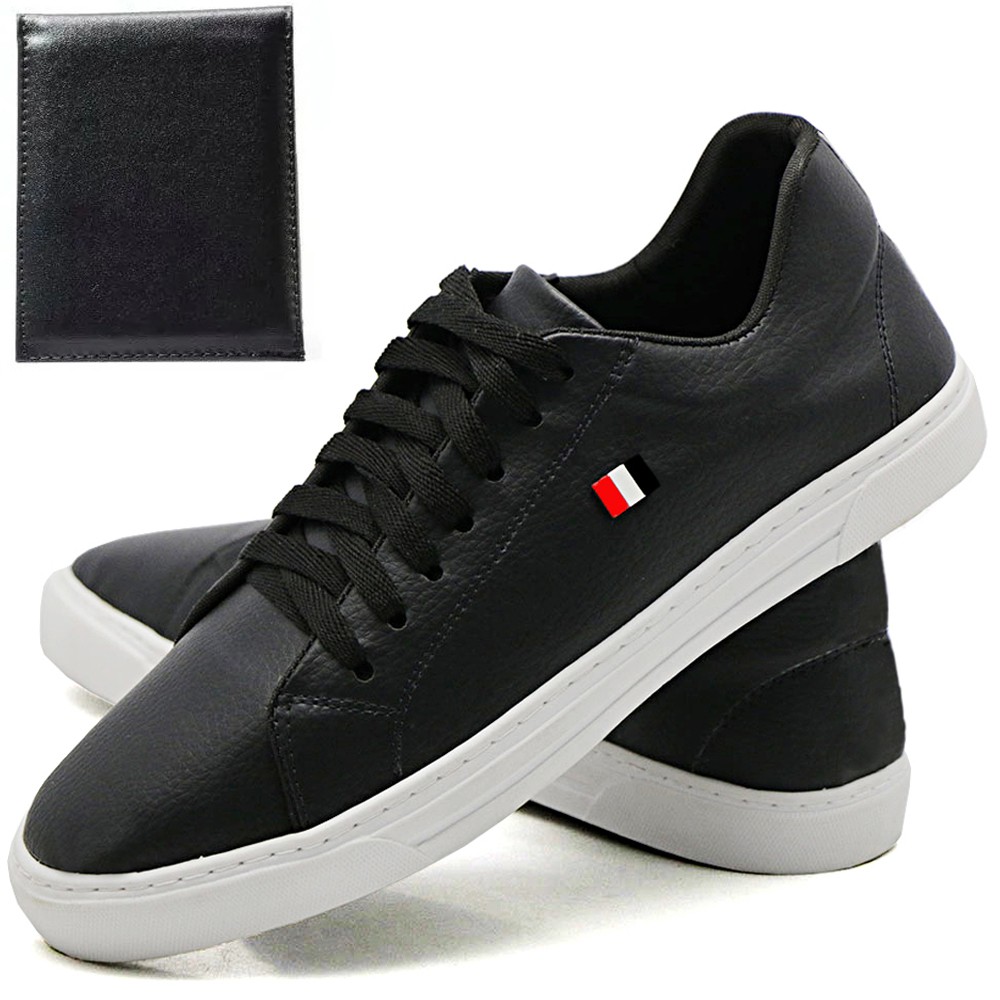kit 3 pares de sapatênis masculino sapatofran com cinto ajustável e carteira