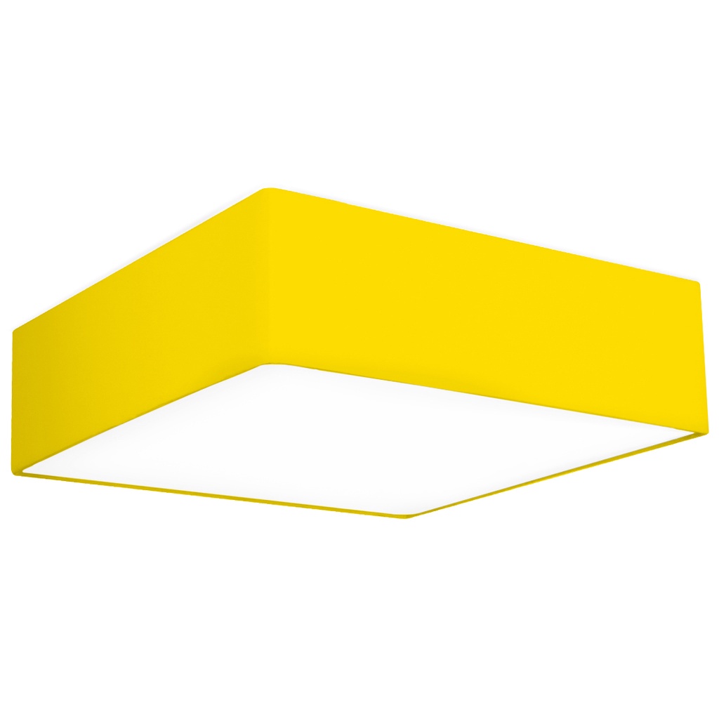 Lustre Plafon Cupula Dome Quadrado 50x15cm Amarelo
