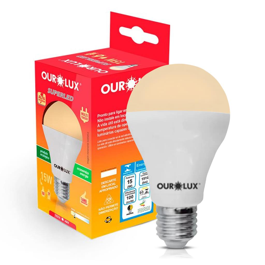 Lampada Led Bulbo Alta Potencia 15W Bivolt 3000K Luz Amarela em Oferta na Shopee
