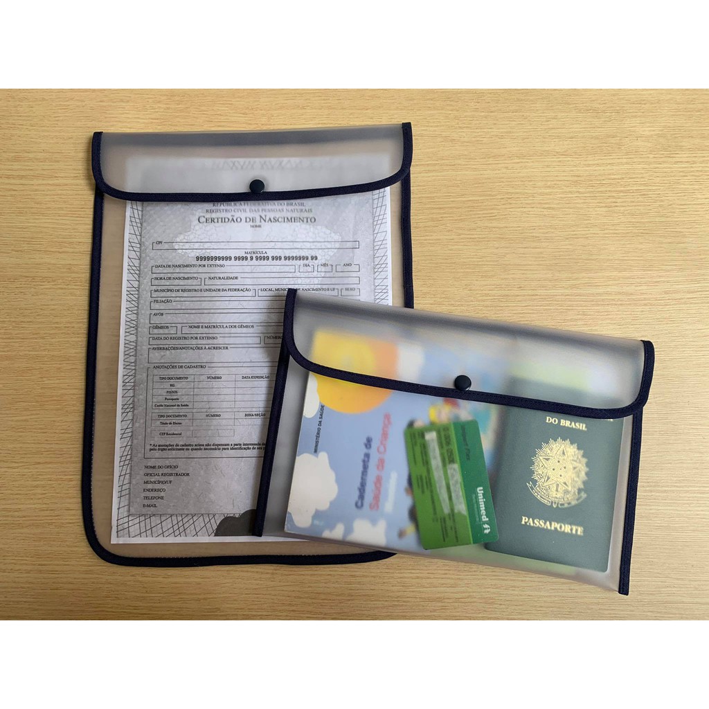Kit Porta certidão de nascimento e porta documentos