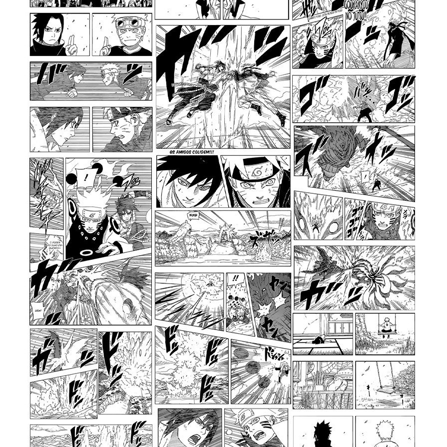 Papel De Parede Adesivo Lavável Sala e Quarto Mangá Naruto vs  Sasuke Anime
