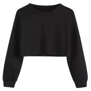 Moletom Feminino Cropped Básico Frio Sem Estampa