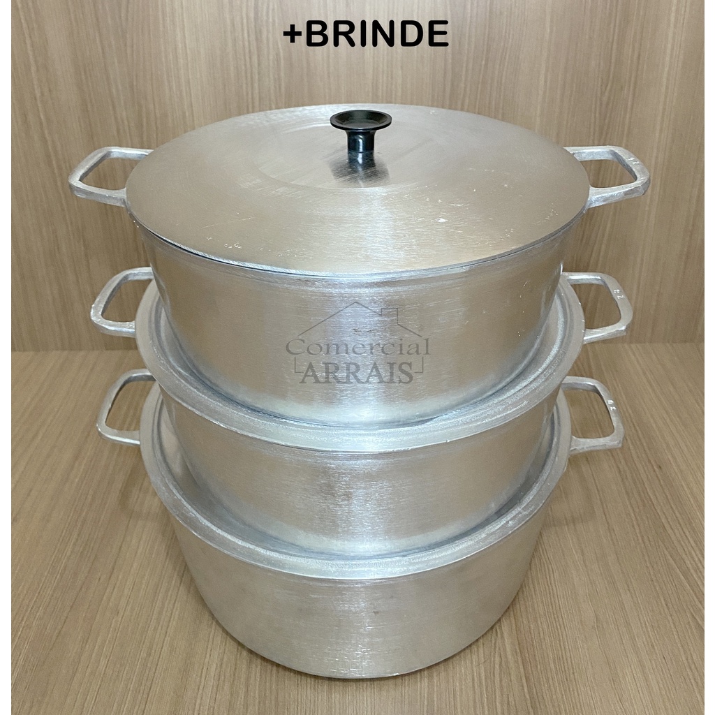 Jogo De Panelas Alumínio Batido Fundido N°26 Ao 30 Tampa Pesada em Oferta na Shopee