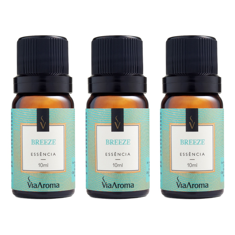 3 Essências Aromatizantes Breeze Via Aroma Clássica 10ml para Difusores e Aromatizadores de Ambientes