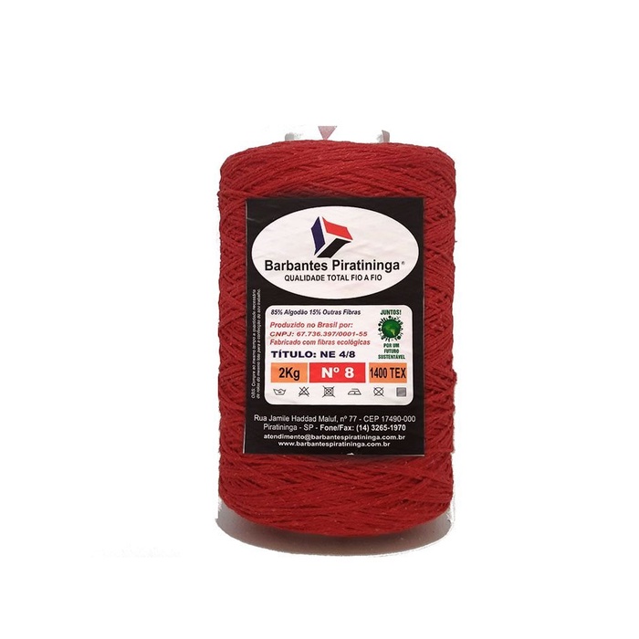 Barbante 2Kg Número 8 Vermelho crochê tapete tricô artesanato tear amigurumi macramê euroroma