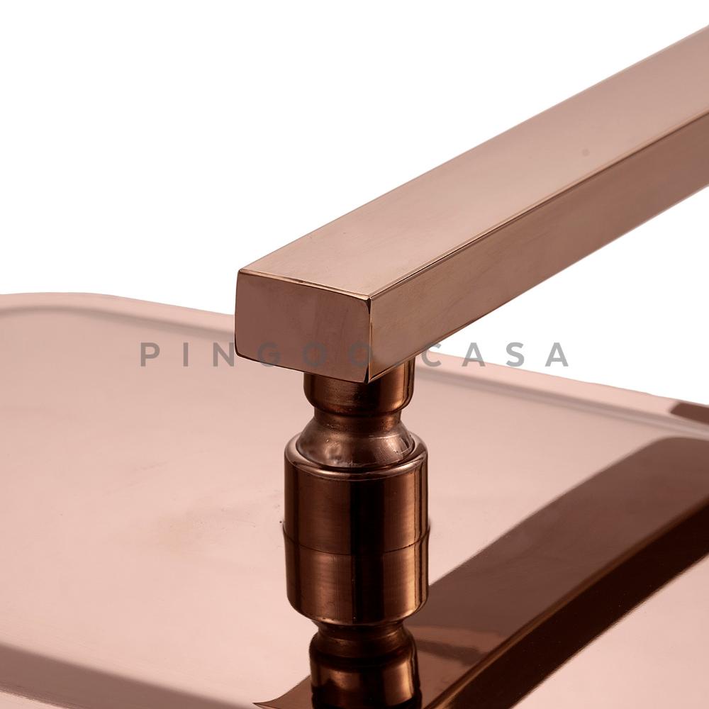 Detalhes do Ducha Chuveiro Retangular Inox 28x18cm São Luís Pingoo - Dourado Rose