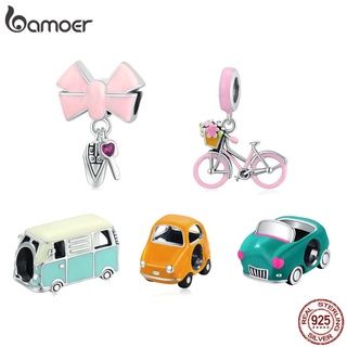 Bamoer Miçangas 925 Prata Desenho Animado Série Carro Charmosa Para Colar Diy Pulseira Acessórios