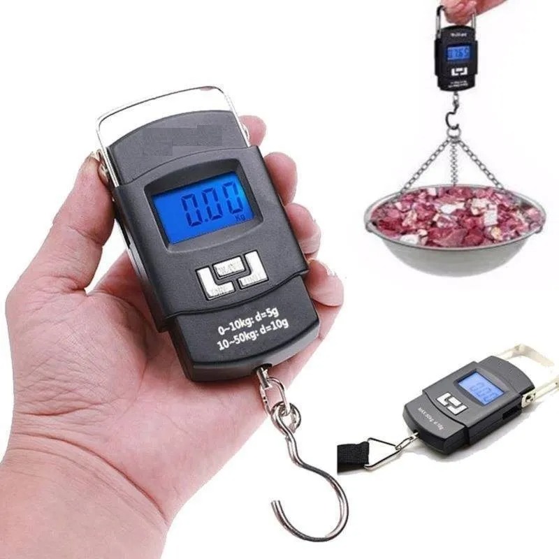 Balança Digital portátil gancho p/pesca mala 50 Kgs CBR1046