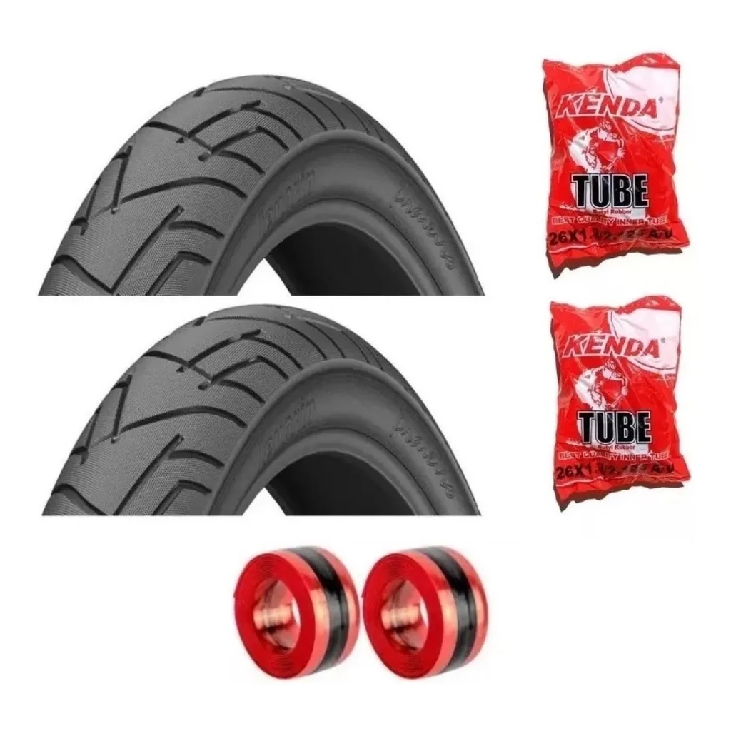 Par Pneu Bicicleta Levorin Praieiro Slick Aro 26 X 1.95 + 2 Camaras + 2 Fitas Anti-furo