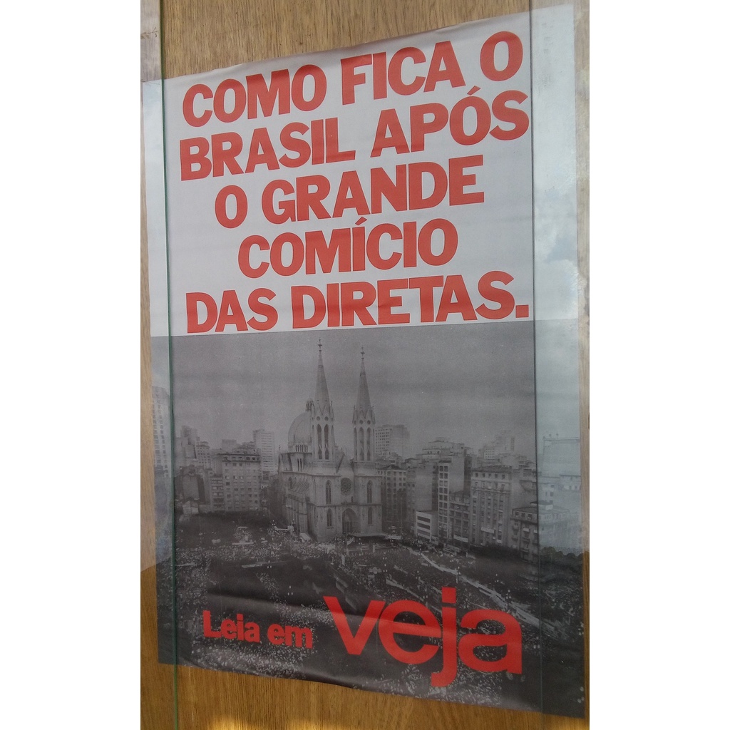 Antigo Cartaz Banca de Jornal Revista Veja Catedral Sé - Diretas Já  - Dezembro 1984 - Original