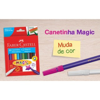 Canetinha Colorida Faber-Castell MAGIC  10 Cores + 2 Mágicas /  Canetinhas Faber Castell - 12 Cores