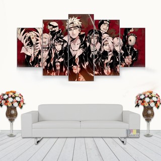 Quadro Decorativo Naruto-akatsuki Membros 115x60 5 Peças N05 CDM QUADROS 02