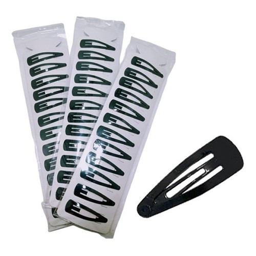Kit 24  Presilha Cabelo Tic Tac Preto 4,5cm/45mm