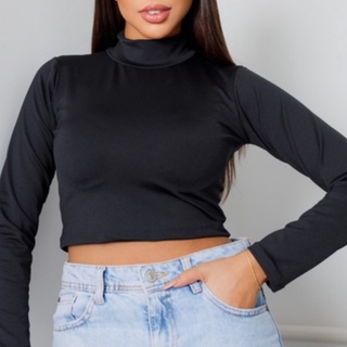 Cropped Manga Longa - Preto
