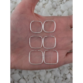 Trio Brincos Argola Quadrada - Prata 925 Legítima - Kit Fio Liso