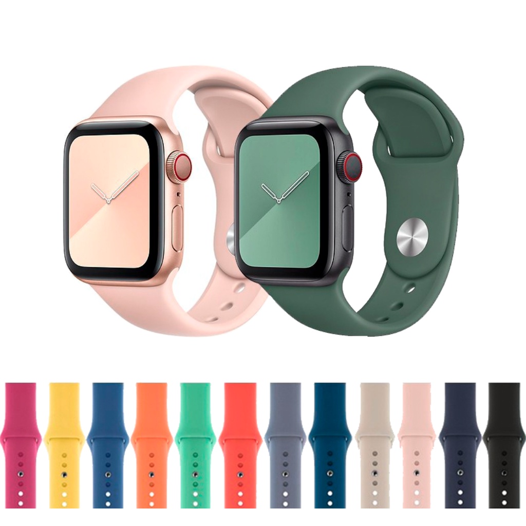 Pulseira Sport Silicone Lisa Para Apple Watch e Smartwatch Iwo 42mm 44mm Series 1, 2, 3, 4, 5, 6 e SE