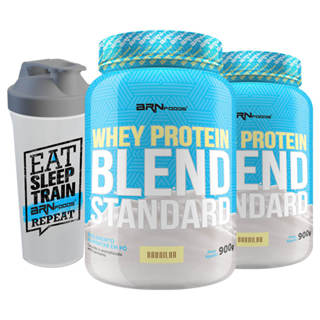 Kit 2x Whey Protein Blend Standard 900g + Coqueteleira - BRN FOODS - Todos os sabores em Oferta na Shopee