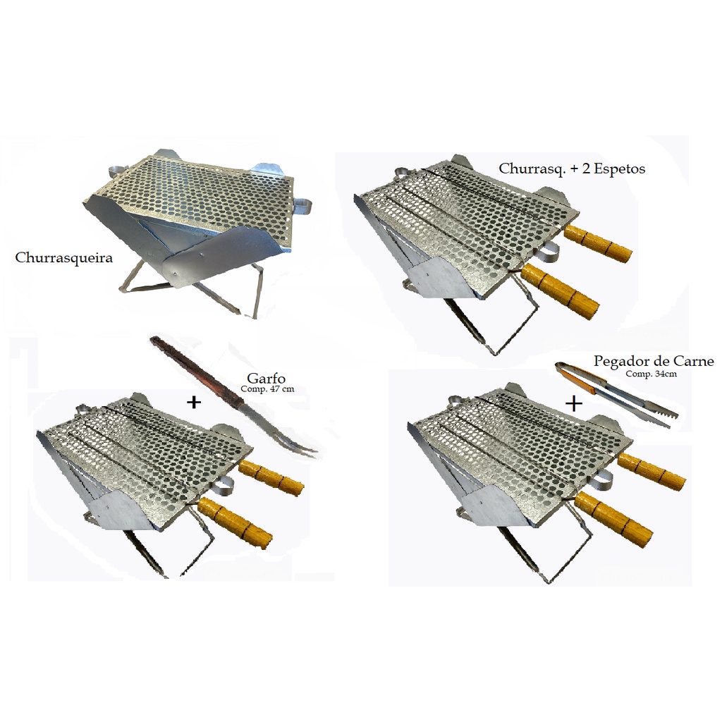 Churrasqueira Portátil a Carvão Dobrável tipo Maleta Prática Leve e Fácil de Montar - Uso Camping Varanda Praia Casa Apartamento