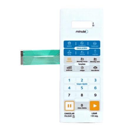 MEMBRANA TECLADO PARA MICROONDAS MIDEA MM 40 TB1 MM 40 TB2 MINUTE SEM GRILL 21.2X8.1 CM