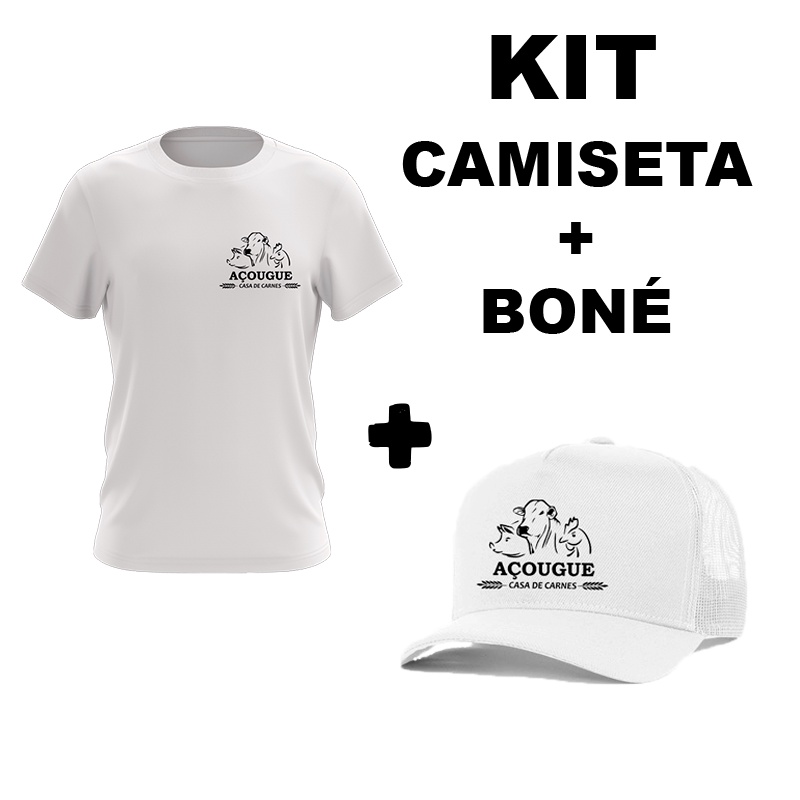 Kit Camiseta + Boné Açougue Açougueiro Uniforme Trabalho