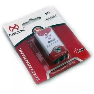 Bateria 9v 240mAah Recarregável Mox