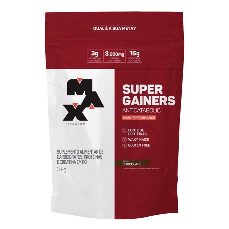 Hipercalorico Super Gainers com Creatina Max Titanium 3kg - hiper calorico massa anabolic