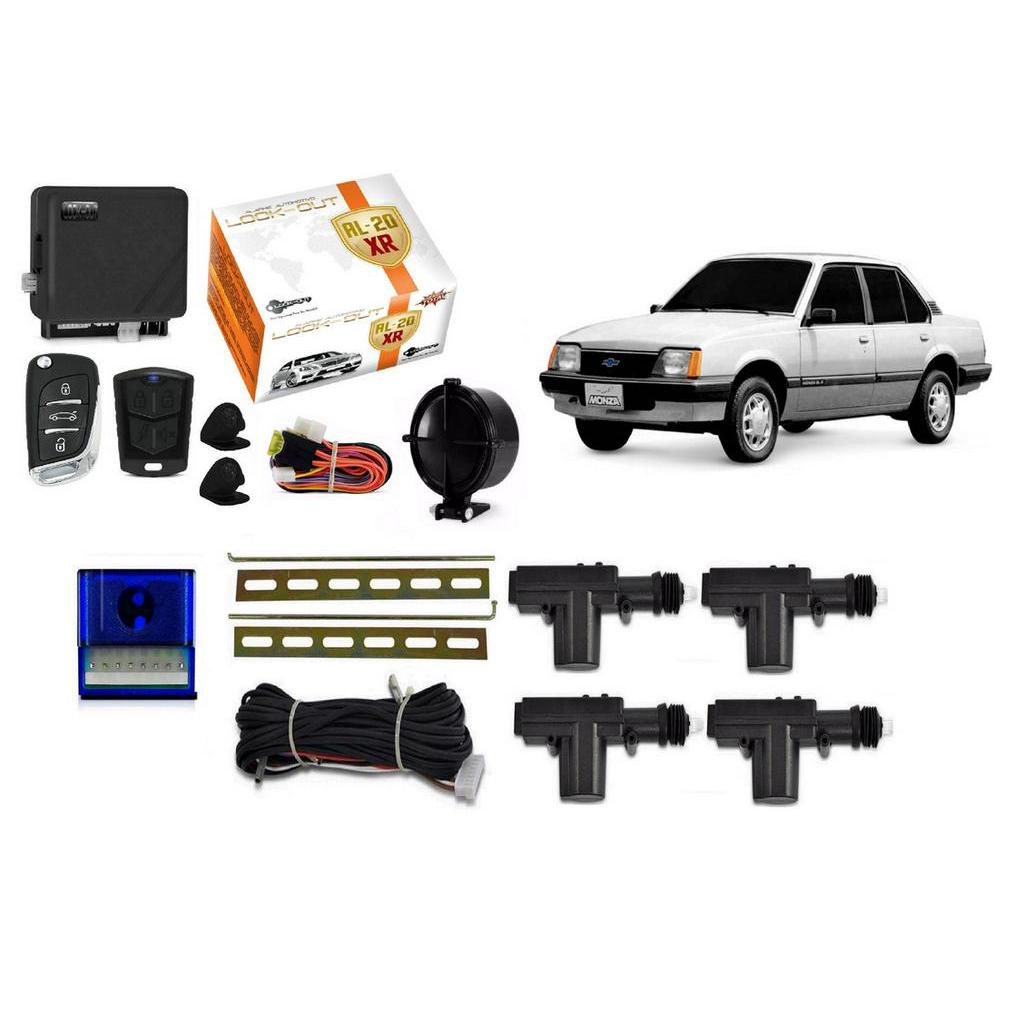 Kit Alarme Canivete + Trava Eletrica Monza tubarao 4 Portas