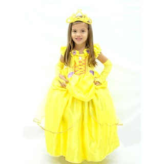 Fantasia Vestido Princesa Bela Ea Fera Infantil Com Tiara Luxo | Shopee  Brasil