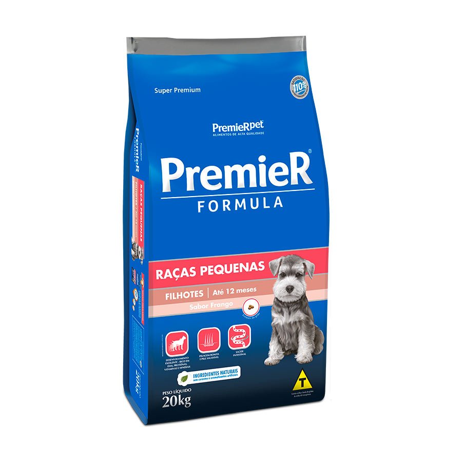 Ração Premier Fórmula para Cães Filhotes de Raças Pequenas Sabor Frango, 20kg Premier Pet Raça Filhotes,