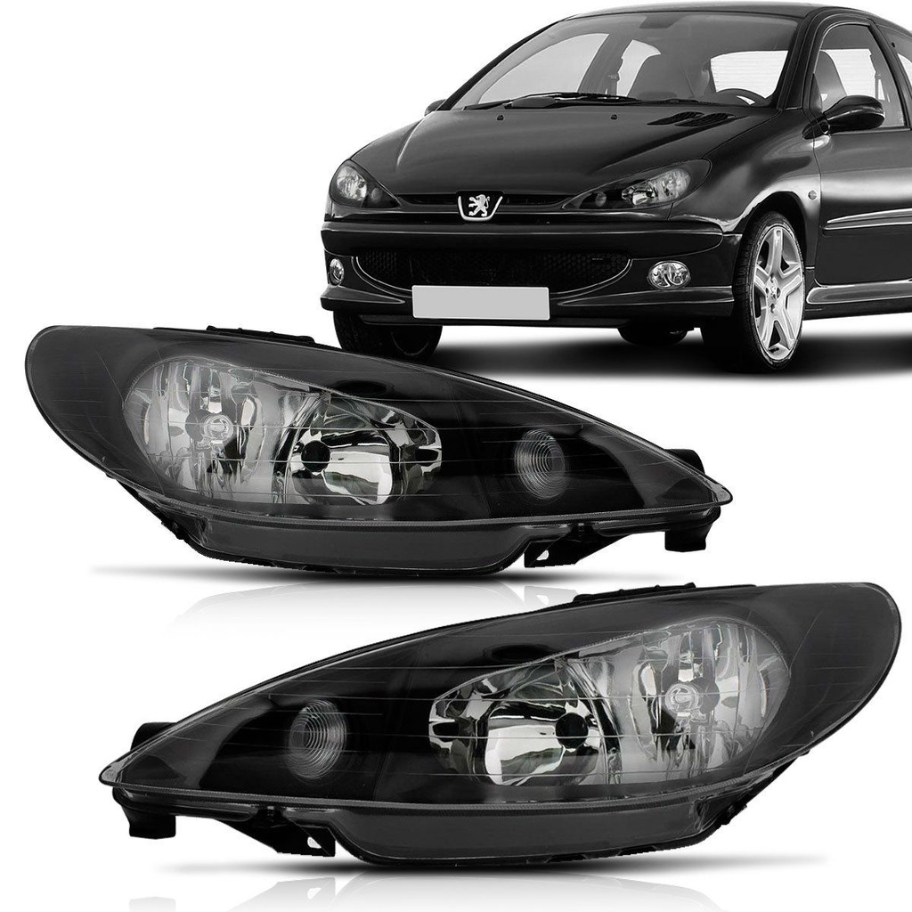 Par Farol Peugeot 206 2001 2002 2003 2004 2005 2006 2007 2008 2009 2010 Foco Duplo Máscara Negra em Oferta na Shopee